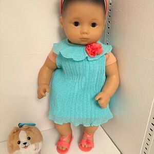 American Girl Bitty Baby Doll and 2 sleepers and a cute outfit